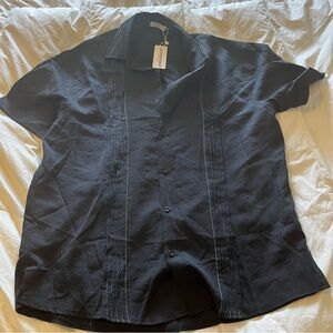 Amazon Men's Black Linen Blend Casual Button Down Shirt NWT